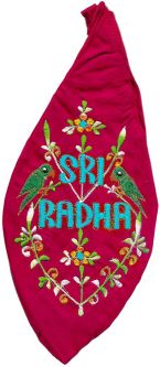 Sri Radha Embroidered Beadbag (Red)